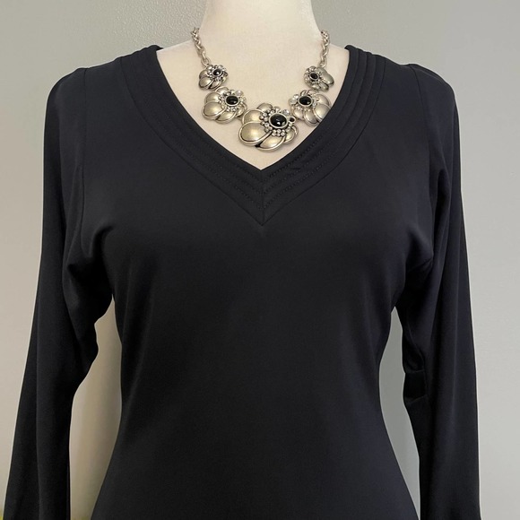 Rebecca Taylor Dark Navy Blue Top-Stitch Knit Top Small - Picture 2 of 5